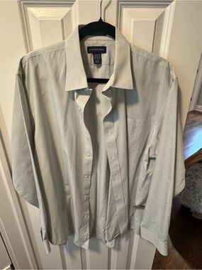 Lands' End Men's Pale Green Micro-Check Dress Shirt